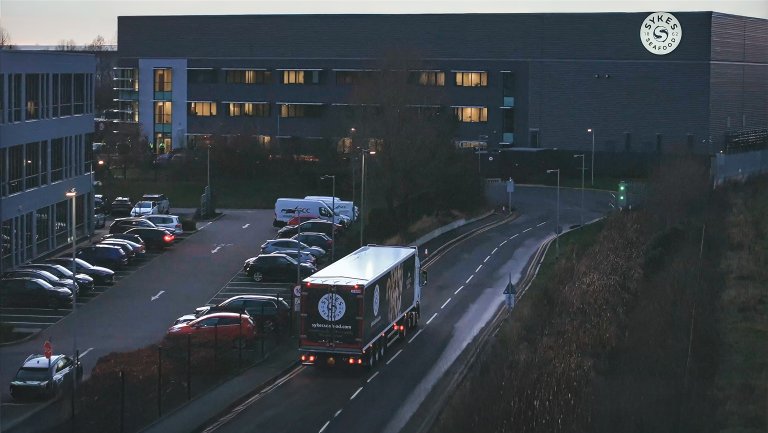 Drone view Sykes Seafood, location Warrington